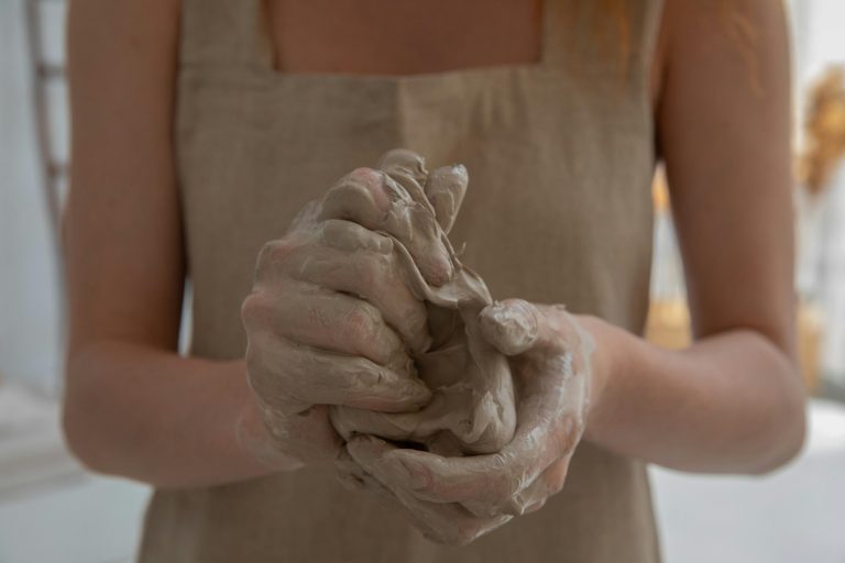 ceramic clay body materials and samples illustrating composition and texture